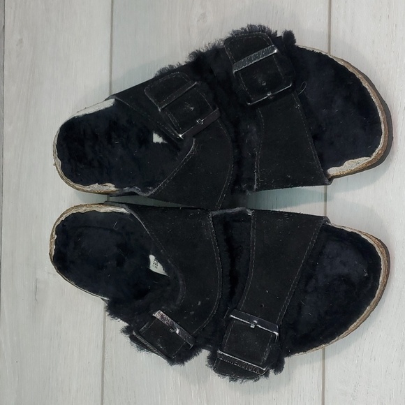 Birkenstock Women Arizona Comfort Suede Shearling Sandals shoes sz 38/7 - Picture 4 of 12